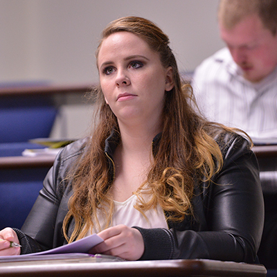 female MBA student in classroom